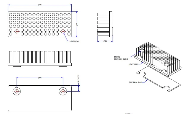AC-MS-00115 heatsink drawing for Linea 8K and 16K cameras