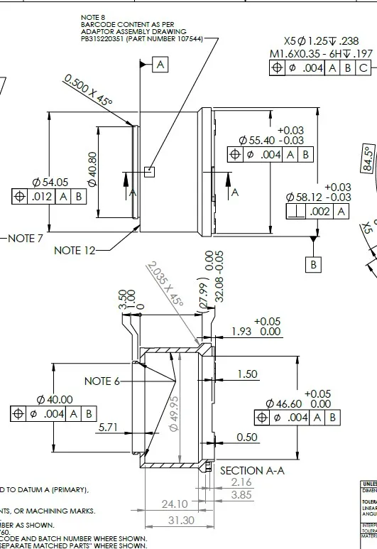EV71 mount adapter assembly drawing