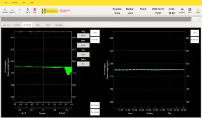 MARVELOC-Labの測定ソフトウェア画面（変位グラフ表示）